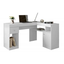 Bureau d'Angle Blanc Caisson et Rangements