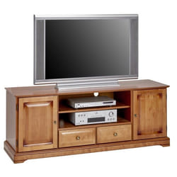 Meuble TV 60 Pouces Merisier 2 Portes 2 Tiroirs 6 Niches L 158.8 H 60.3 P 46 cm - L 158.8 x l 46 x H 60.3 cm