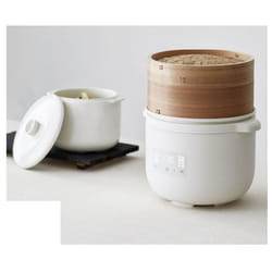 KitchenChef KENKO-COOK cuiseur vapeur 4 Nombre de paniers Pose libre 500 W Bambou, Blanc