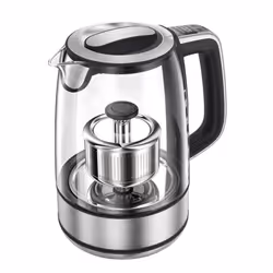 Naturamix Teazen L’imperiale, 1,7 L, 2200 W, Noir, Transparent, Verre, Acier inoxydable, Thermostat réglable, Sans fil