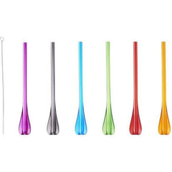 PAILLE-CUILLÈRE RÉUTILISABLE - Lot de 6 Assortiment De Couleurs