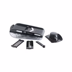 Mandoline V avec réservoir - Pour trancher, râper et découper en toute sécurité ! - Équipée de 5 lames et d'une double-garde ...