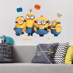 Stickers repositionnables - Personnages Les Minions - 36.5 cm x 17 cm Retrouvez cet ensemble de stickers muraux à coller, sou ...