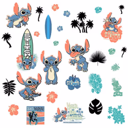 Stickers repositionnables - Lilo et Stitch - Stitch Surf - 13 cm x 26 cm Retrouvez cet ensemble de stickers muraux à coller,  ...