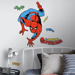 Stickers Spiderman Marvel - Thème : Comics Bande Dessinée - Coloris : Rouge, Bleu, Jaune, Vert Collection 100% licence offici ...