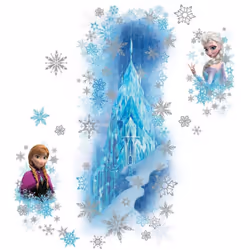 Stickers La Reine des Neiges Château Disney - Coloris : dominante de bleu - Collection : Glitters/Scintillants 100% licence o ...