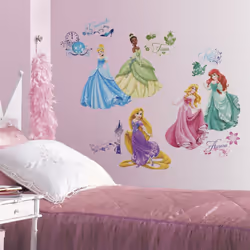 Stickers Princesse Disney Royal Collection 100% licence Disney Princesse : Cendrillon, Belle, Raiponce, Blanche Neige, Aurore ...