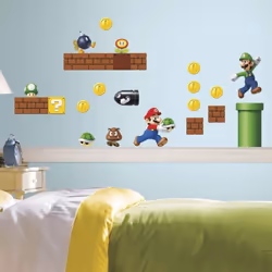Sticker jeux Mario Bros - Coloris : Multicolor Collection 100% Nintendo : Super Mario Bros. Décorez la chambre de votre petit ...