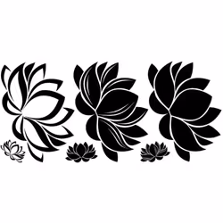 Sticker Mural Géant Fleur de Lotus avec Lignes Noires Faites une déclaration de décoration dans votre pièce préférée avec cet ...
