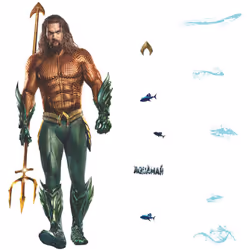 Stickers repositionnables - Aquaman - 36.5 cm x 17 cm Retrouvez cet ensemble de stickers muraux à coller, sous licence offici ...