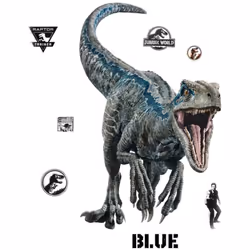Stickers repositionnables Jurassic World : Fallen Kingdom - Vélociraptor Bleu Retrouvez cet ensemble de stickers muraux à col ...