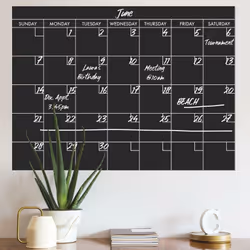 Sticker Mural Calendrier Mensuel Noir et Blanc Personnalisable et effaçable à sec Simplifiez l'organisation de votre emploi d ...