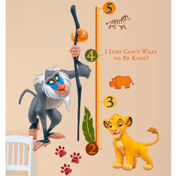 Stickers géant Toise Le Roi Lion Collection 100% licence Disney Le Roi Lion : Simba et Rafiki Décorez la chambre Roi Lion de ...