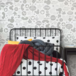 Papier Peint auto-adhésif - Disney Mickey avec icônes Personnaliser un espace ou un décor avec les papiers peints RoomMates n ...