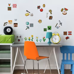 Stickers muraux repositionnables Minecraft Exploitez vos pouvoirs avec ces stickers muraux sous licence officielle Minecraft  ...