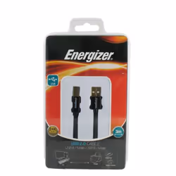 Energizer LCAECUSBAB30, 3 m, USB A, USB B, USB 2.0, Mâle/Mâle, Noir