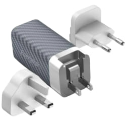 ENERGIZER Chargeur Secteur GaN 5A USB et USB-C 65W Multiprise EU / UK / US Blanc / Gris