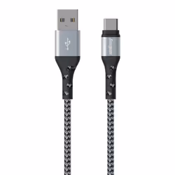 Energizer C520CKBK, 2 m, USB A, USB C, USB 2.0, Noir, Argent