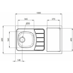 Evier kitchenette iseo 1 cuve inox L1000mm Moderna CPBD100A30