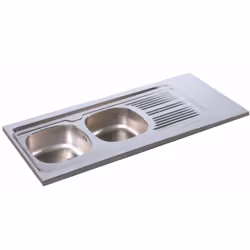 Évier à poser inox 18/10 lisse 2 cuve 1 égouttoir - 1400x600mm Mitigeur évier PREMIA 2, chromé, NF/E1-C2-A2-U3/Q5. Caractéris ...