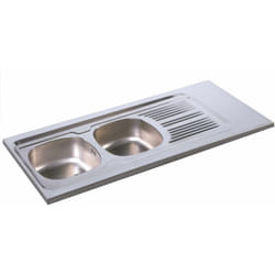 Vier à poser Lavelli inox 18/10 lisse 2 cuves 1 égouttoir - 1400x600mm - Moderna