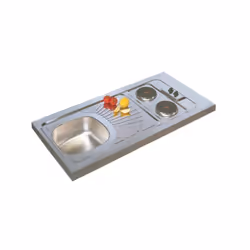 Evier acier inox réversible 18/10 de hauteur de 5 cm permettant une bonne ventilation du réfrigérateur. 1 cuve (16 x 34,5 x 3 ...