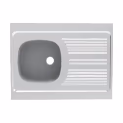 Inox lisse 18/10 1 cuve soudées Réversibles Égouttoir forme «droit» Éviers de hauteur 30 mm Perçage pour bonde Ø 60mm Cadre b ...