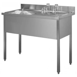 Plonge Inox 120 x 60 un bac, un égouttoir à droite avec piétement