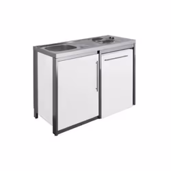 Cuisinette complète: - Meuble métal thermolaqué - Produit réversible, inverser la paroi centrale pour avoir la plaque de cuis ...