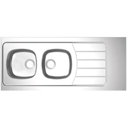 Evier 2 cuves et 1 égouttoir Inox 18/10 à poser 140 x 60 mm