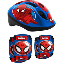 Casque + Coudières/Genouillères - STAMP - Spider-man - Tour de tête réglable - Coque blister - Garçon