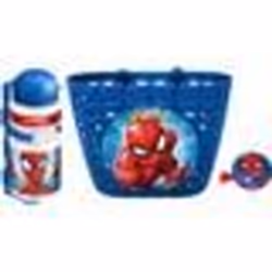 Set Corbeille + Bidon + Sonnette SPIDER-MAN - Pour Enfant à partir de 3 ans - Couleur Bleu et Rouge