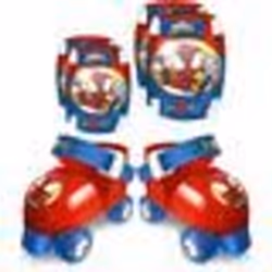 STAMP - Set Patins à roulettes avec genouillères - Spidey - Enfant - Bleu - Rouge - Garçon
