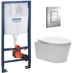 Grohe - Pack wc Rapid sl - Cuvette sans bride sat (fixations cachées) - Plaque Skate chrome (RapidSL-SATrimless)