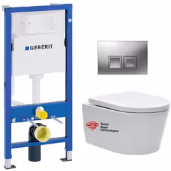 Optez pour l'élégance contemporaine du pack WC SATrimlessGeb2 qui inclut des plaques de déclenchement DELTA50 Chromé mat de l ...
