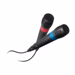Bigben Interactive Dual Micro, Microphone de console de jeu, Avec fil, USB, Noir, Bleu, Rouge, 3 m, 55 mm