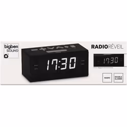 Bigben Interactive Radio Réveil Brick (Blanc), Horloge, FM, PLL, Noir, Blanc, Numérique, AAA, AC/Batterie
