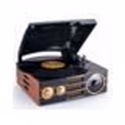 Bigben Interactive Tourne-disques "Vintage", Noir, Marron, Or, 33,45,78 tr/min, Rotatif, AM, FM, Secteur, 230 V