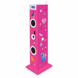 Bigben Interactive TW5RSSTICK, Système audio domestique à tour, Rose, 20 W, Caisson de basse actif, FM, Bleu