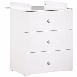 Commode à langer 3 tiroirs - Boutons boule blancs NEW BASIC Commode 3 tiroirs boutons "boule" blancs avec dispositif à langer ...