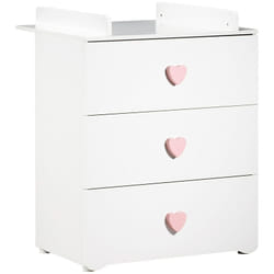 Commode Basic 3 tiroirs boutons rose avec dispositif à langer BABYPRICE - color