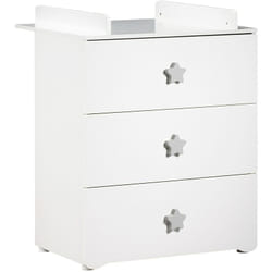 Les Tendances - Commode Basic 3 tiroirs boutons gris avec dispositif à langer babyprice - color