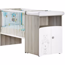 Lit bébé combiné évolutif 120x60 en 90x190 - Sérigraphie Ours - TEDDY Lit bébé combiné évolutif 120x60 en 90x190 : Une collec ...