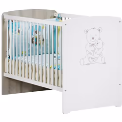 Lit bébé 120x60 - Sommier 3 positions - Sérigraphie Ours - TEDDY Lit bébé 120x60 têtes pannneaux non transformable Une collec ...