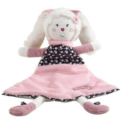 Doudou mouchoir lapin - Miss Fleur de Lune - en velours doux - Blanc - pour bébé fille