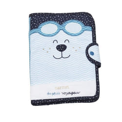 Protege Carnet De Sante en coton Bleu