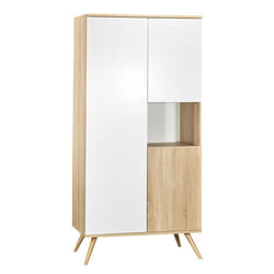 Armoire 3 portes 1 niche 207x102x57cm en bois blanc