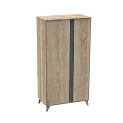 Armoire - Nova - 2 portes - Chêne doré - Gris - Contemporain