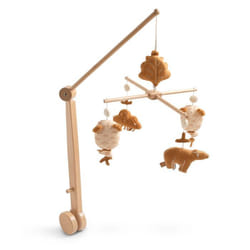 Mobile musical en bois avec jouets ours en gaze de coton - ORSINO