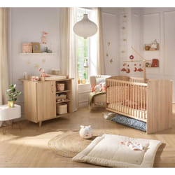 Chambre Duo Bébé Sauthon Sam Chene Doré - Lit Bébé 120 X 60 Cm Et Commode A Langer